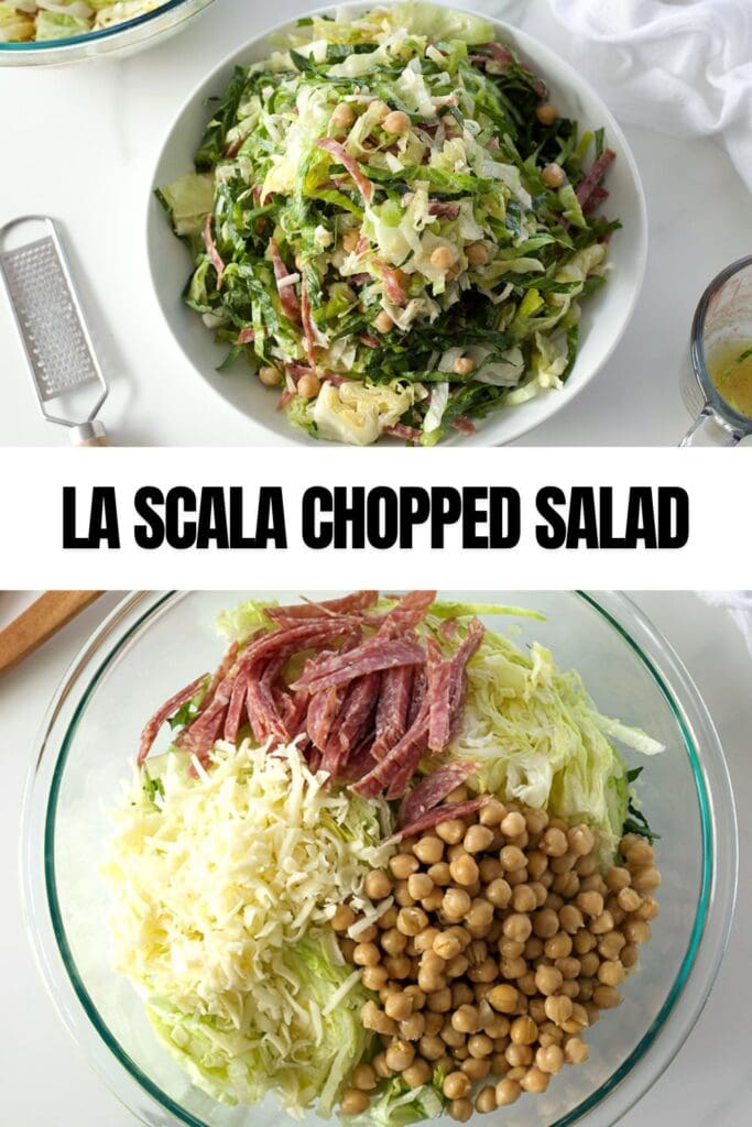 Pinterest graphic for la scala chopped salad.