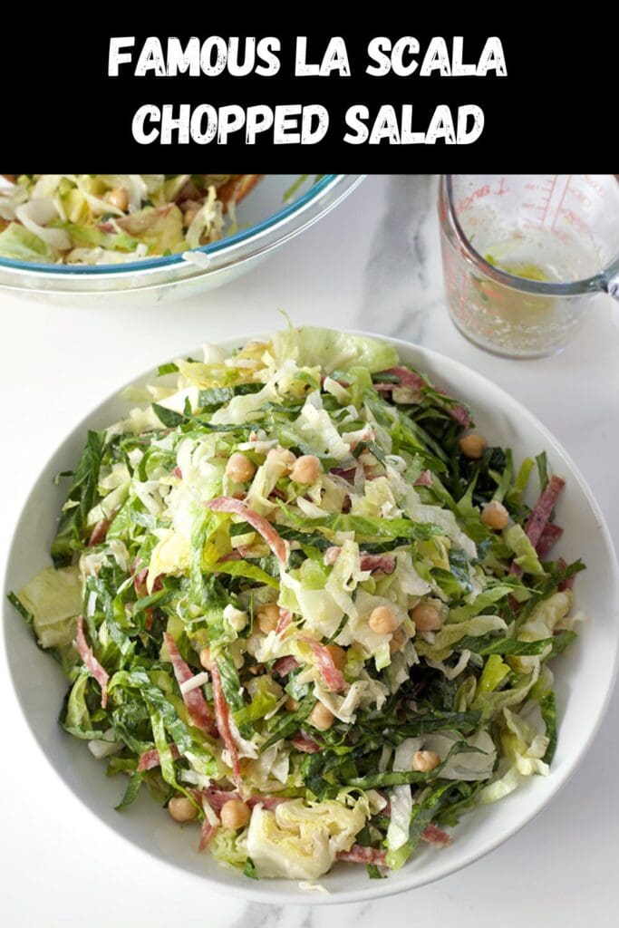 Pinterest graphic for la scala chopped salad.