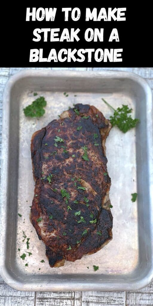 Pinterest graphic for blackstone steak.